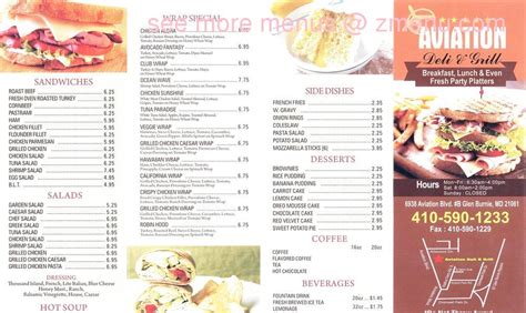 Black forest ham with cheese. Online Menu of Aviation Deli & Grill Restaurant, Glen ...
