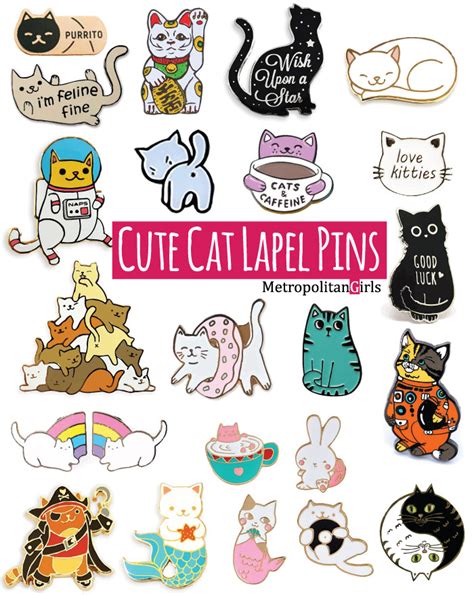 20 Cute Cat Lapel Pins