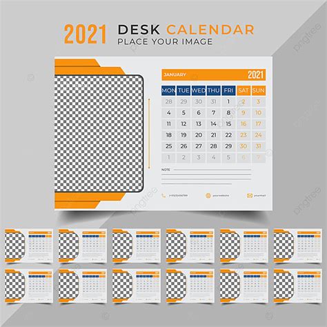 Clean Minimal Yellow Desk Calendar 2021 Template Planner Vector Design