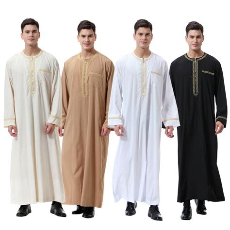 Muslim Man Abaya 2018 Stand Collar Turkish Caftan Robes Islamic