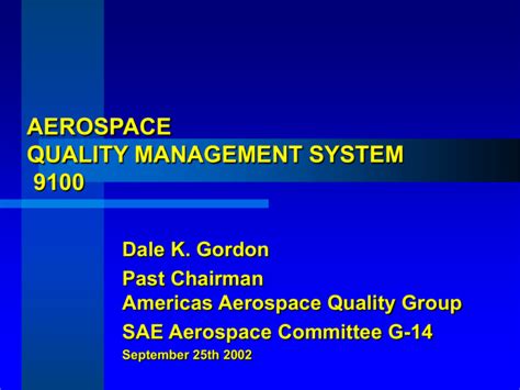 Aerospace Quality System Standards