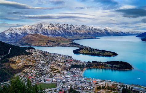 Wallpaper The Sky Clouds Trees Landscape Mountains Shore Home New Zealand Panorama Bay