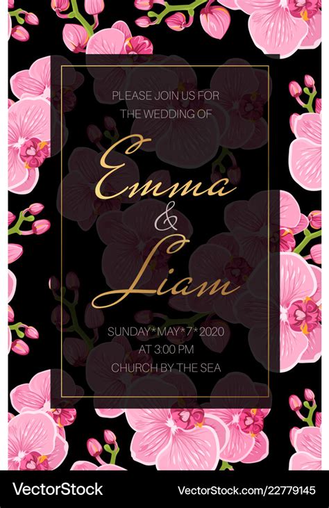 Wedding Event Invitation Card Template Pink Vector Image