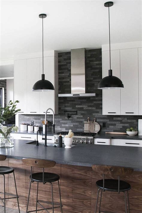 Contemporary Kitchen Black Countertop And Backsplash 1000