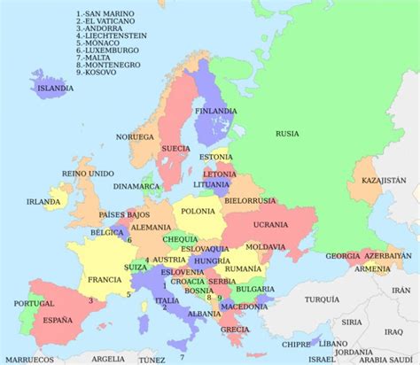 Mapa Político De Europa Actualizado Con La Totalidad De Países Europeos