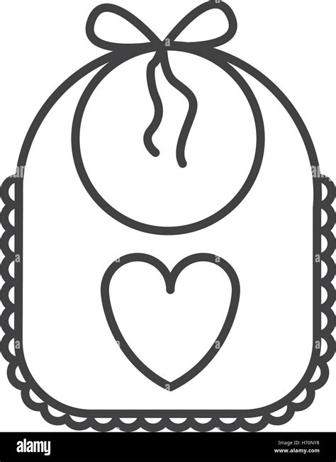 Beautiful Baby Bib With Heart Icon Over White Background Vector