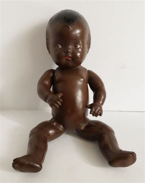 Vintage Black Baby Doll African American Composition 12 In Jointed Old