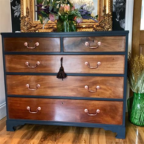 Fabulous Victorian Chest Of Drawers Hand Painted In Black And Etsy Uk