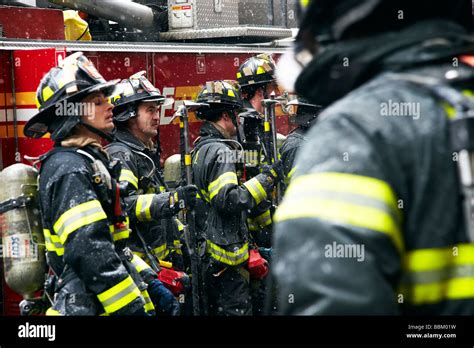 Firefighters In Action New York Stock Photo Alamy