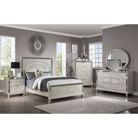 Furniture Of America Foa Valletta Foa7157q 4pc Glam 4 Piece Queen Bedroom Set Del Sol
