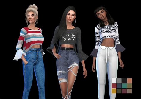 Sims4sisters — Leo Sims Shierra Top 20 Swatches 12 Solids