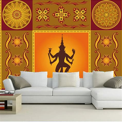 Custom 3d Large Muralclassical India Decorative Pattern Murals Papel