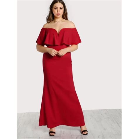 Off Shoulder Mermaid Maxi Dress Voluptuous Inc Ruffle Dress Red Dress Strapless Dress Maxi