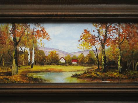 Vintage Landscape Painting Framed Original Fine Art Fall Four Seasons