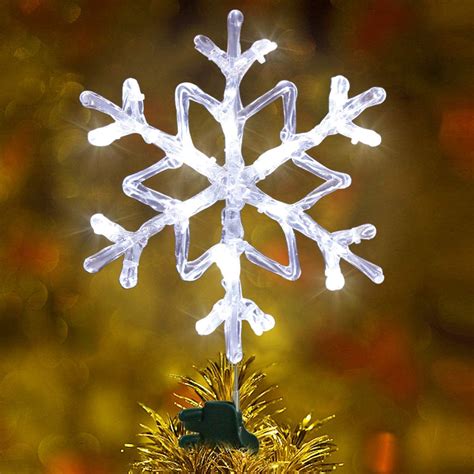 Eambrite Crystal Snowflake Tree Topper Led Xmas Treetop With Twinkle