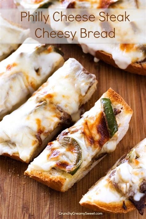 Place the sliced bread open side up on a baking sheet and add a layer of mayonnaise to the top. Philly Cheese Steak Cheesy Bread | Food, Cheesy bread ...