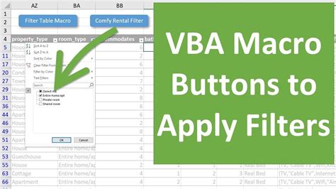 How To Create Macro Buttons For Filters In Excel Youtube