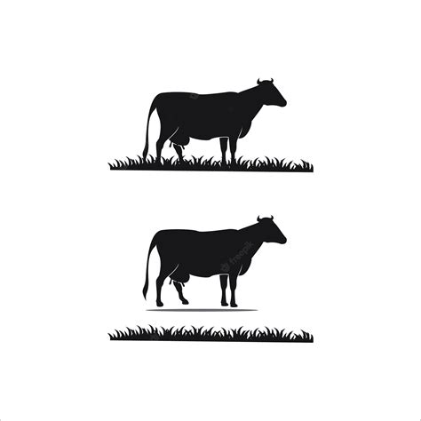 Premium Vector Dairy Cows Silhouette And Grass Vector Template