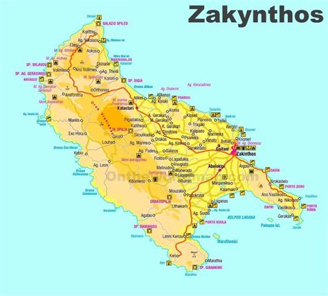 Zakynthos Sightseeing Map Zakynthos Zakynthos Greece Sightseeing