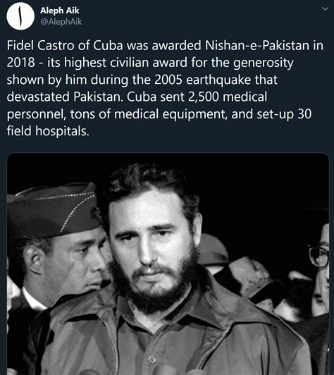 Til Fidel Castro Was Awarded The Highest Civilian Award Of Pakistan In