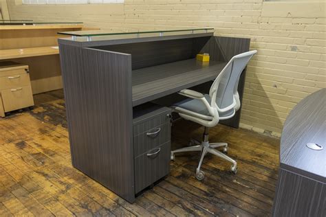 Parker Series Grey Cherry Bow Front Laminate Reception Desks • Peartree Office Furniture