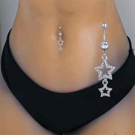 Belly Navel Fashion Crystal Belly Button Rings Navel Ring Barbell Drop Dangle Body Piercing Drop