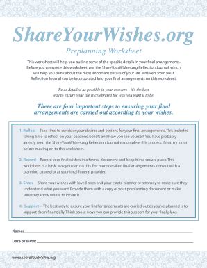 A last will and testament is a legal document outlining your wishes for how your property and affairs are to be handled when you pass away, and how you include how and where you want it held, and allocate money for it. Last Wishes Document - Fill Online, Printable, Fillable, Blank | pdfFiller