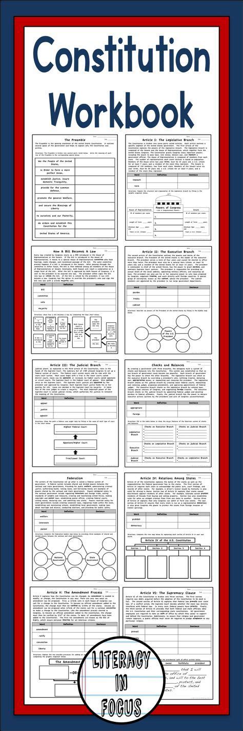 A Page For Each Aspect Of The Us Constitution Constitution Workbook