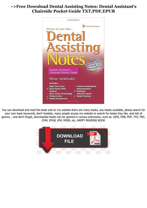 [ Free Download ] Dental Assisting Notes Dental Assistant S Chairside Pocket Guide [full] By