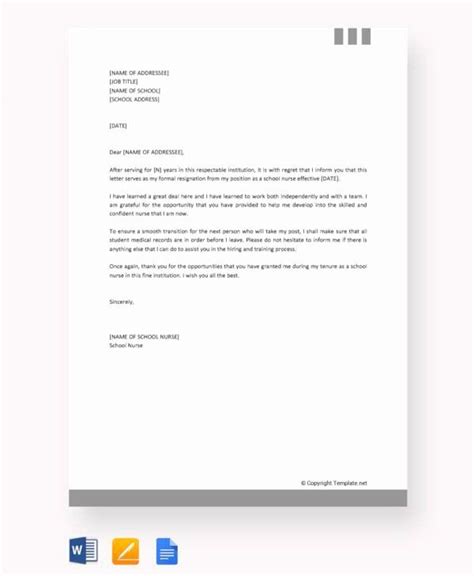 Apr 08, 2019 · try following this template resignation letter structure to ensure you include all the essential components: Sample Resignation Letter Nurses Awesome 11 Sample Nursing Resignation Letters Pdf Word in 2020 ...