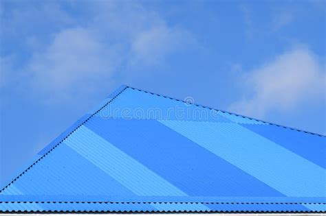 Blue Roof Metal Sheets Stock Photo Image Of Tiler Waterproof 67063776