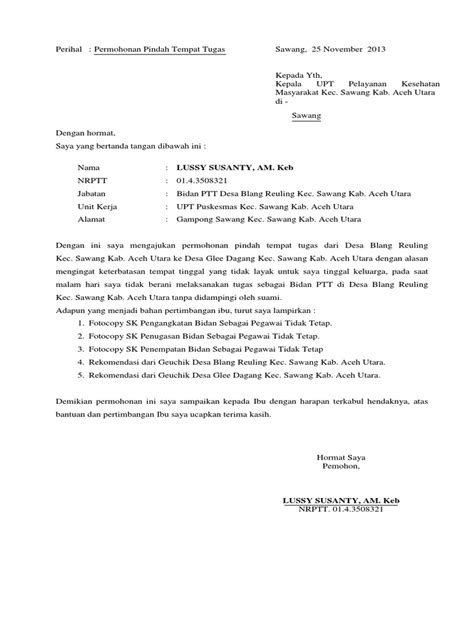 Berikut ini merupakan contoh surat tugas ✅ seperti surat dinas, guru, kerja, perusahaan, pelatihan dan organisasi ✅. 6+ Surat Permohonan Pindah Tugas atau Mutasi dengan Format Mudah