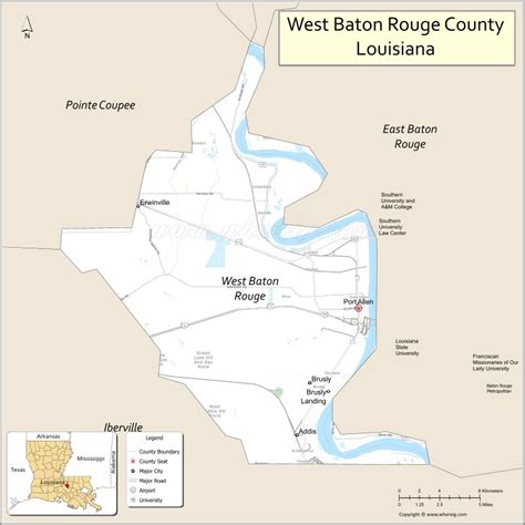 West Baton Rouge Parish Map Louisiana Where Is Located Cities