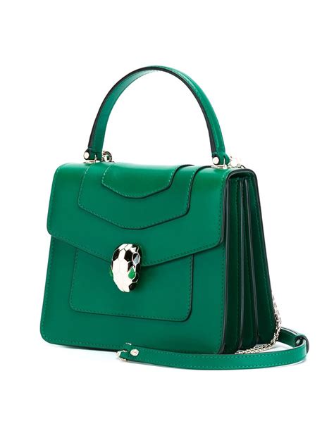 Lyst Bvlgari Serpenti Forever Leather Shoulder Bag In Green
