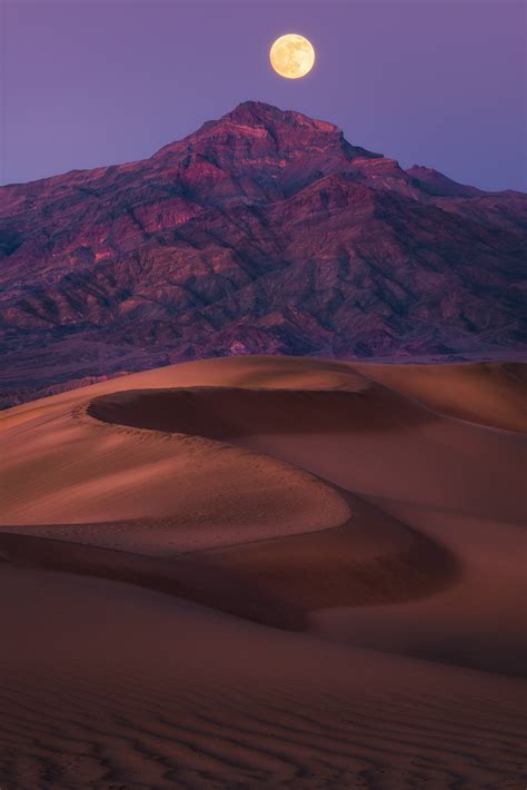 Full Moon Rising Over Sand Dunes Death Valley Ca Oc 1667x2500