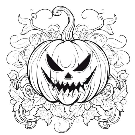 Halloween Pumpkin Line Art Illustration For Coloring Page Pumpkin