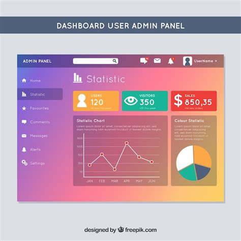 Free Vector Dashboard Admin Panel Template With Gradient Style