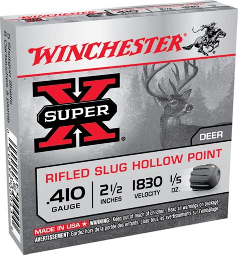 winchester super x shotshell 410 bore 1 5 oz 2 5 centerfire shotgun slug ammunition slinesy