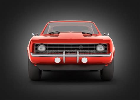 Muscle Car Front View Without Shadow On White Background 3d Stock
