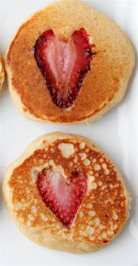 Valentine Strawberry Heart Pancakes From Weelicious Valentinesday