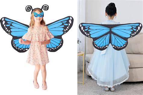 Blue Beelittle Butterfly Wings Costume 3 Pieces Fancy Dress Up Set