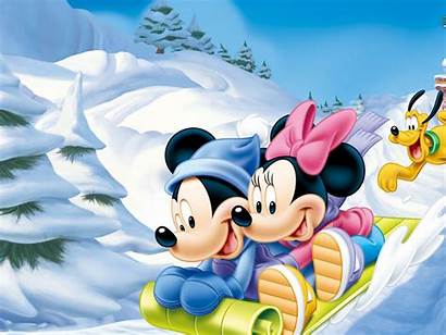 Mickey Mouse Minnie Winter Snow Luge Wallpapers