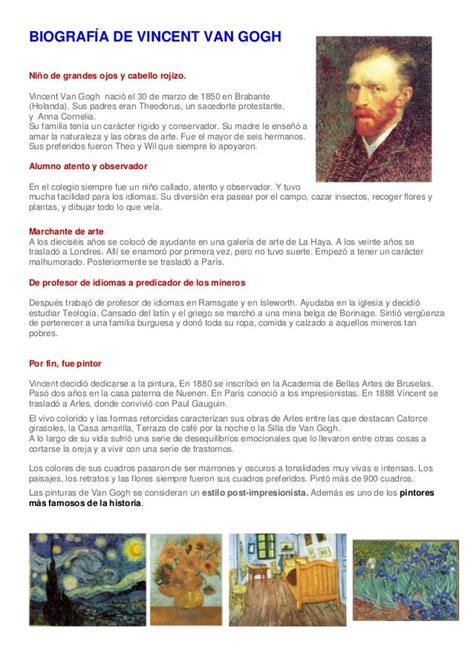 Biografía De Vincent Van Gogh