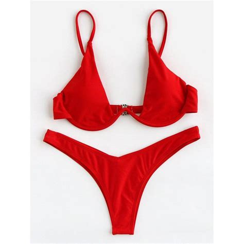 Underwire High Leg Bikini Set Red Anabellas Swimwear In