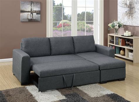 F6931 Blue Gray Convertible Sectional Sofapoundex Within Convertible Sectional Sofas 