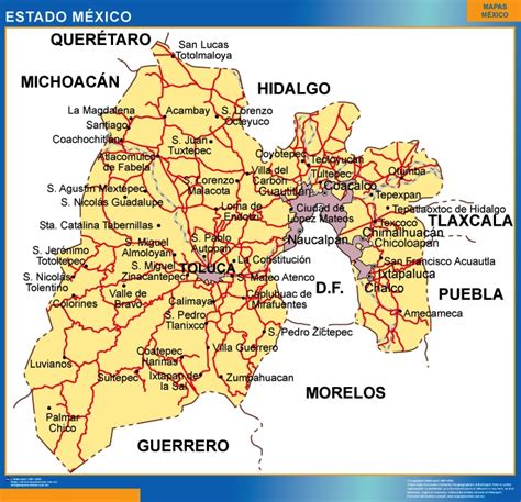 Mapa Estado México Mapas Para México Usa Y Canada De Pared Murales