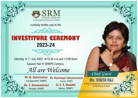 Investiture Ceremony 2023 Invitation Srm Public School