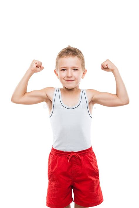 151 Boy Showing His Muscles Isolated White Stock Photos Free