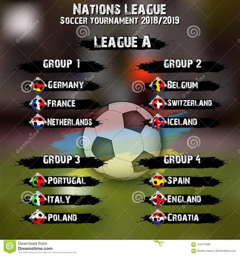 Soccer Team Group Set. Nations League Editorial Stock Photo 