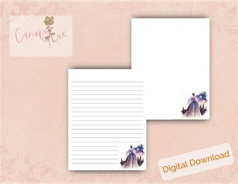 Cinderella Stationery Printable Paperwriting Paper85x11 Us Letter